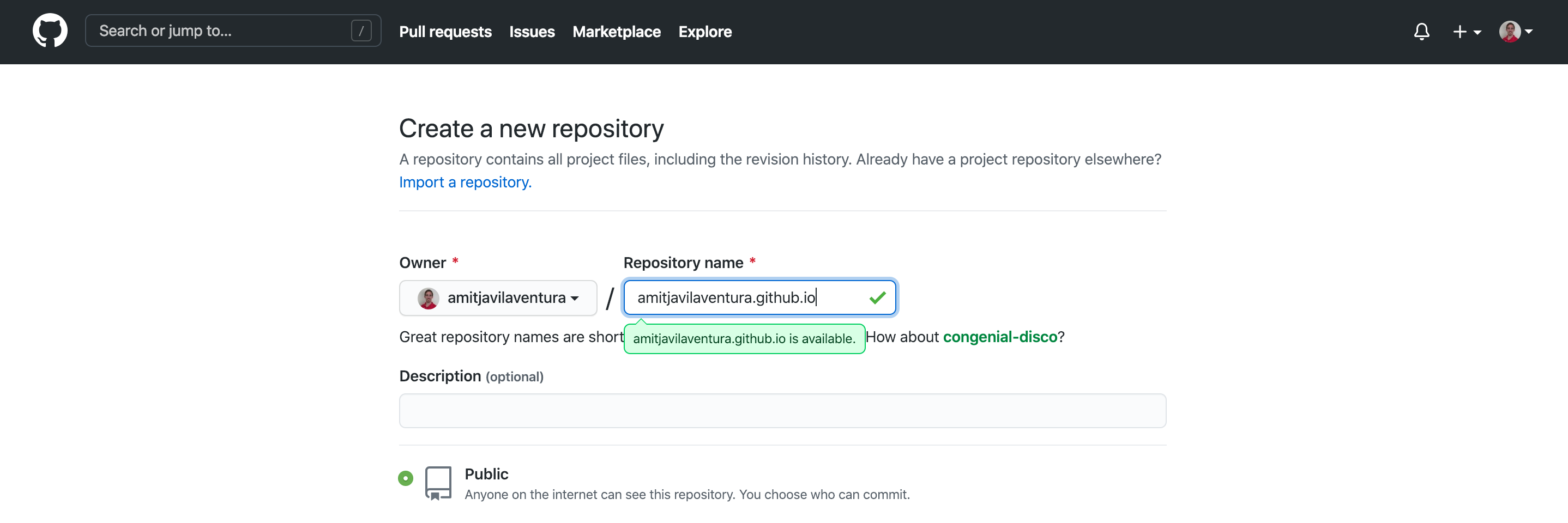 Three steps to create a repository on GitHub to publish your website in <code>username.github.io</code>: 1) Go to your GitHub account and create a new repository with the '+' tab in the top-right corner; 2) name your repository as 'username.github.io', where username is your GitHub username, and click at 'create repository' at the end of the page; 3) click to 'uploading existing files' and, in the new page, drag or upload your files.